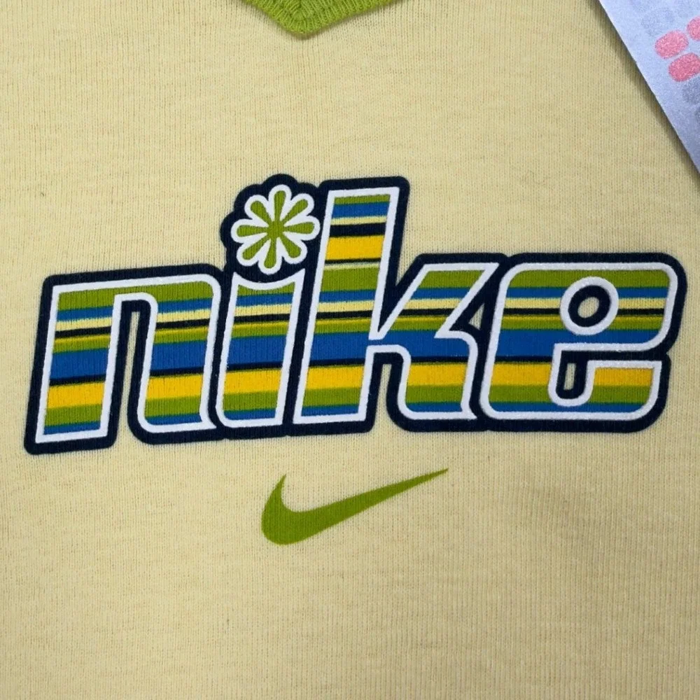 Nike Y2K V-Neck Baby Tee Girls XL Yellow Lime Green NWT Modern 690984-708